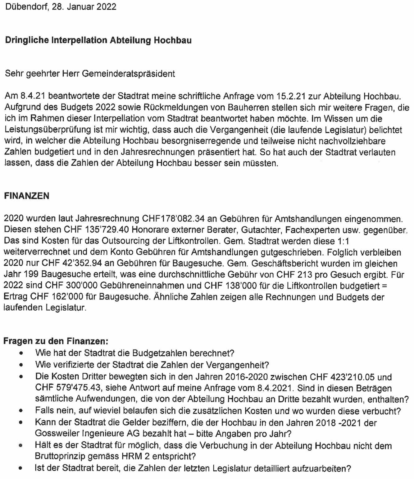 interpellation hochbau duebendorf
